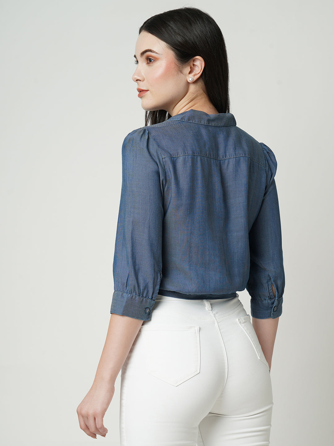 Women Blue Slim Shirt
