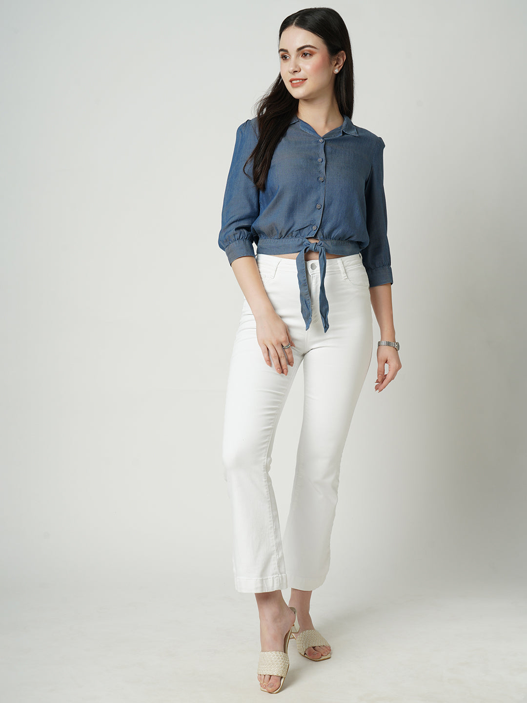 Women Blue Slim Shirt