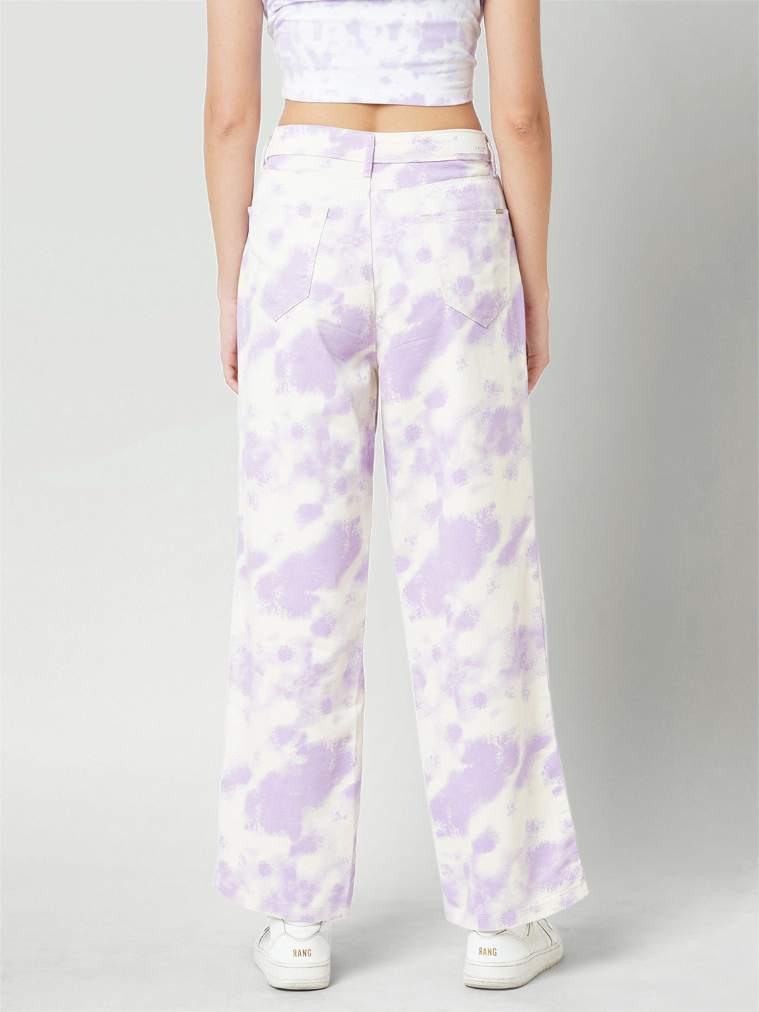Women Lilac High-Rise Wide Leg Jeans