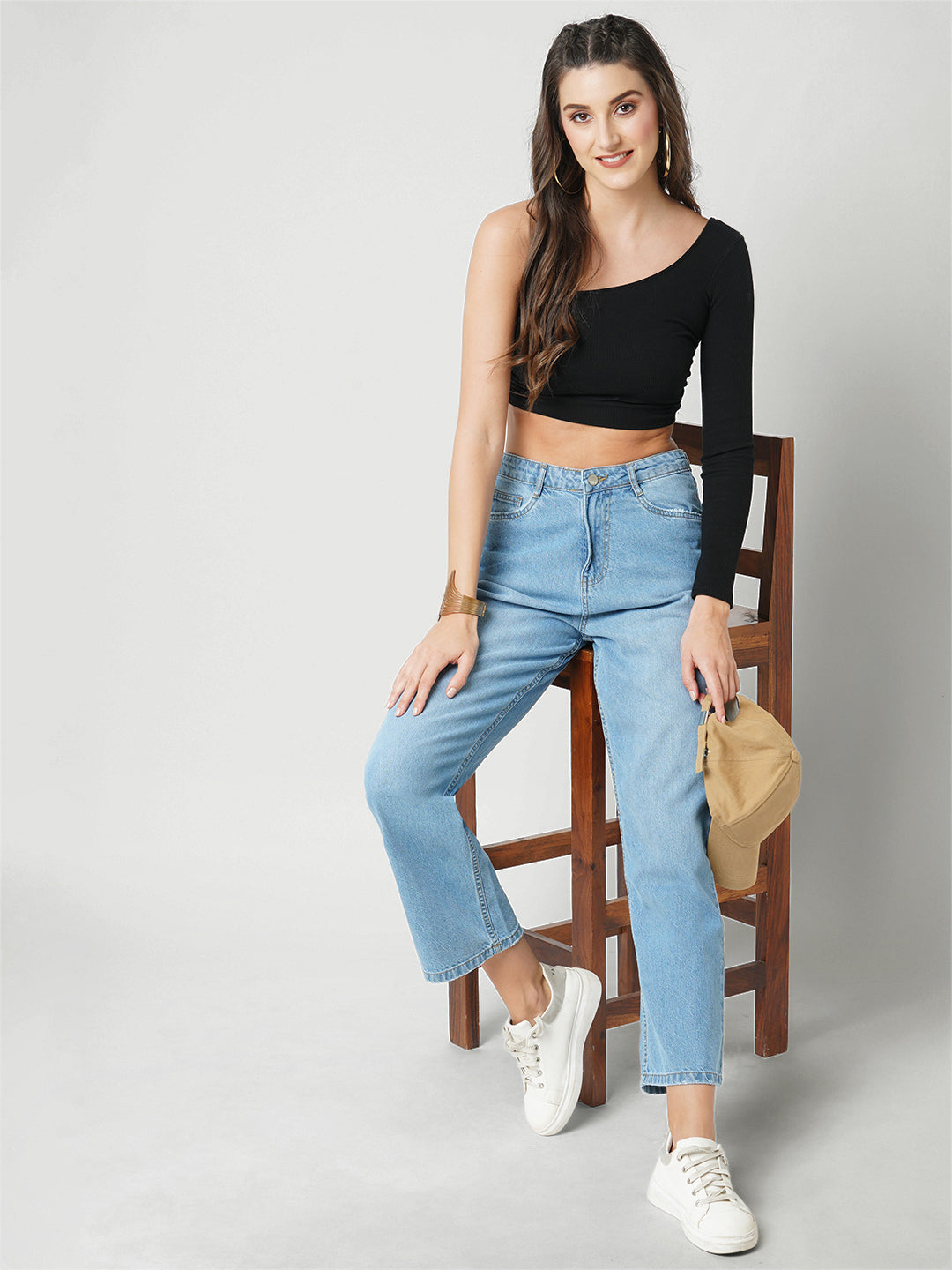 Women High-Rise Loose Straight Jeans