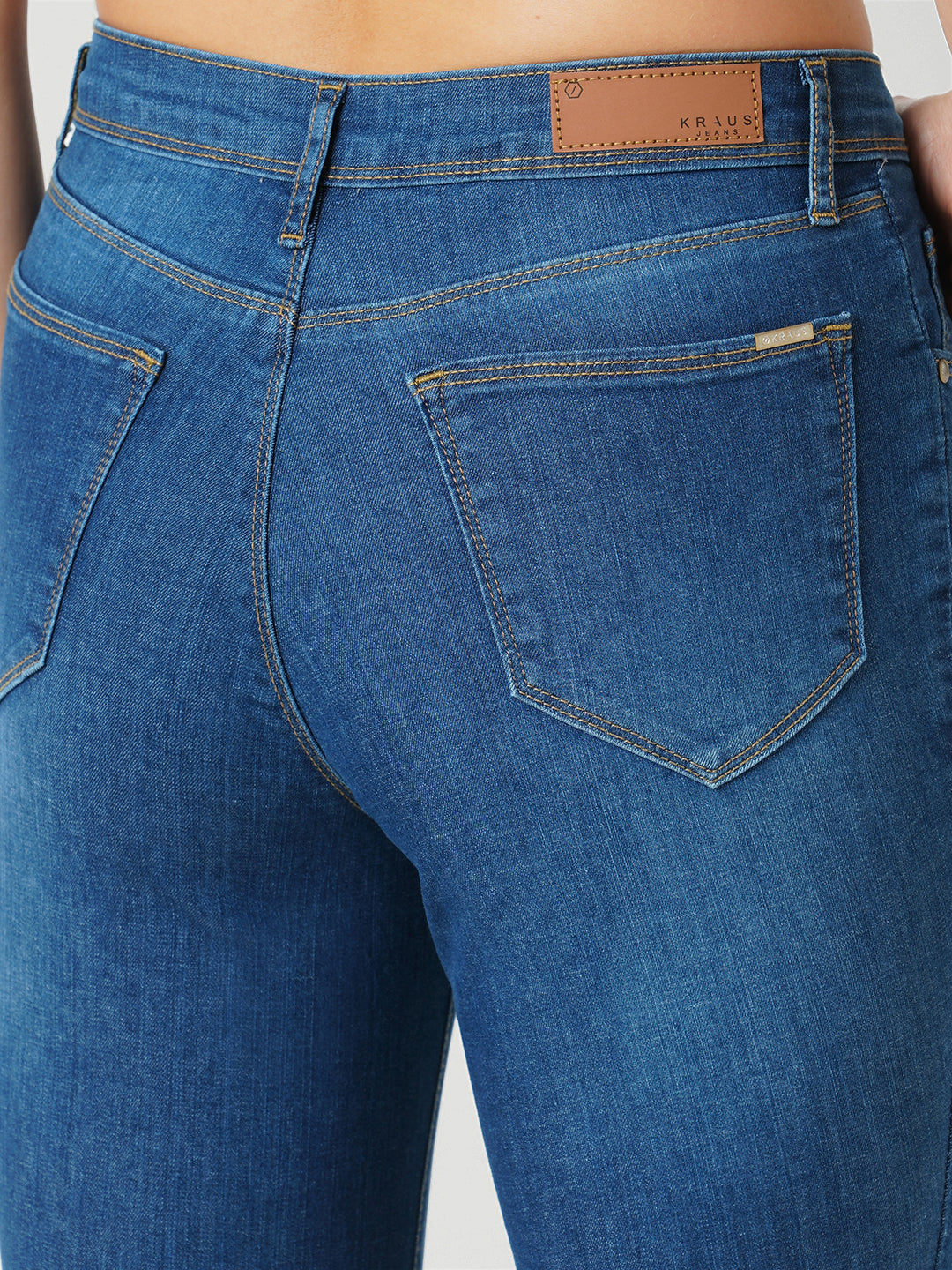 Women Navy High-Rise Mini Flare Jeans