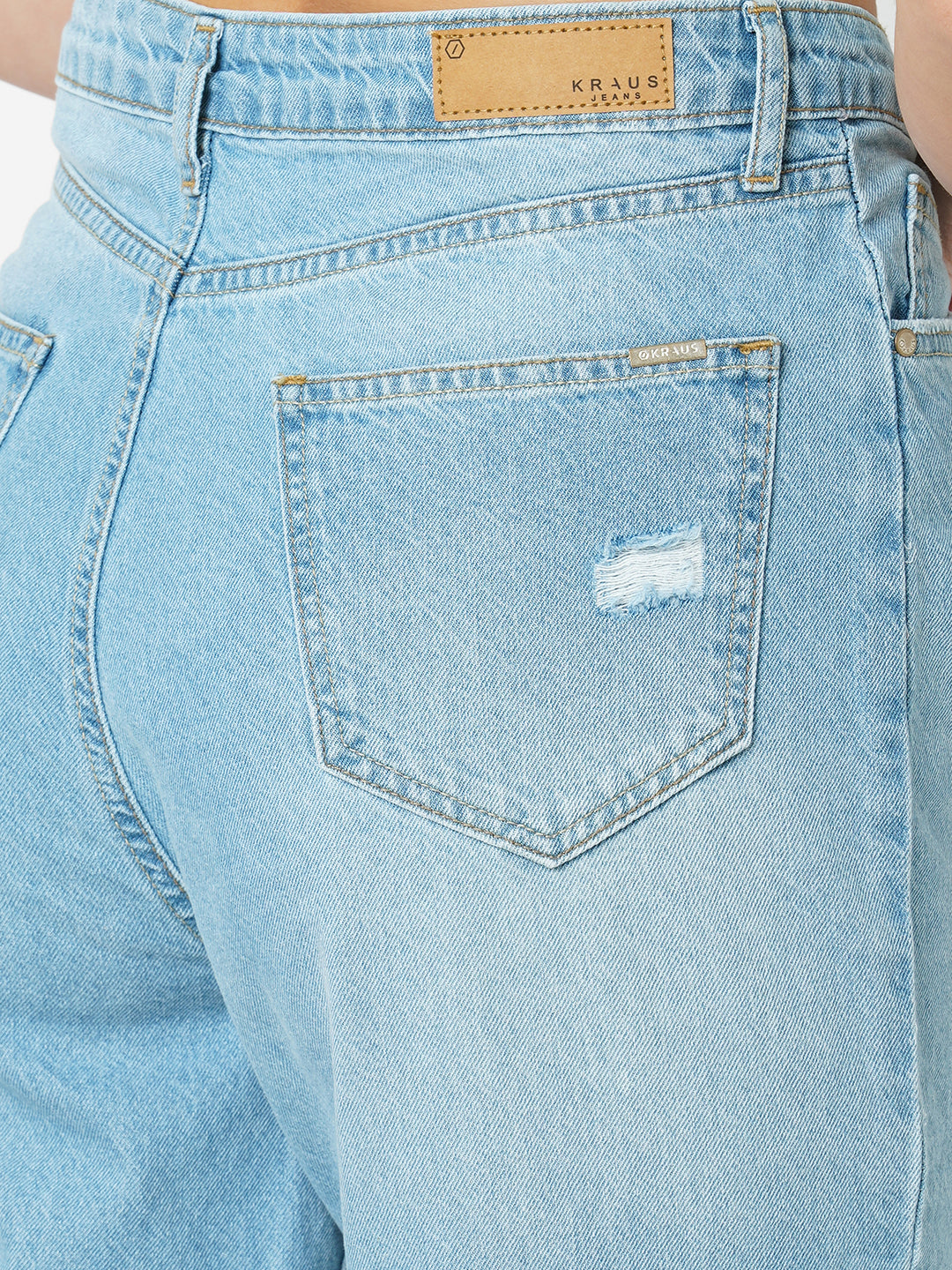 Women Light Blue High-Rise Mom Fit Jeans