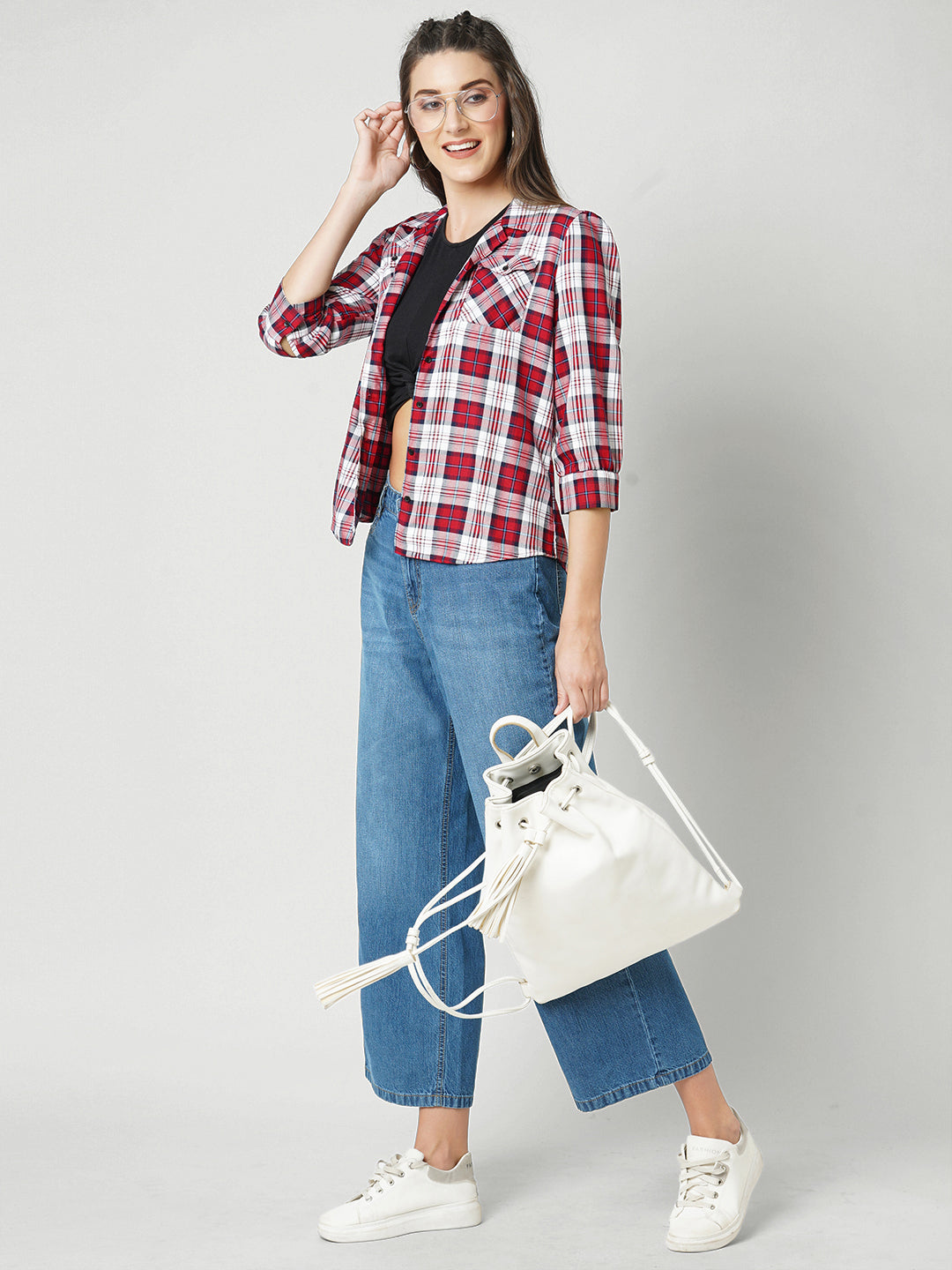 Women Red Checks Shirt