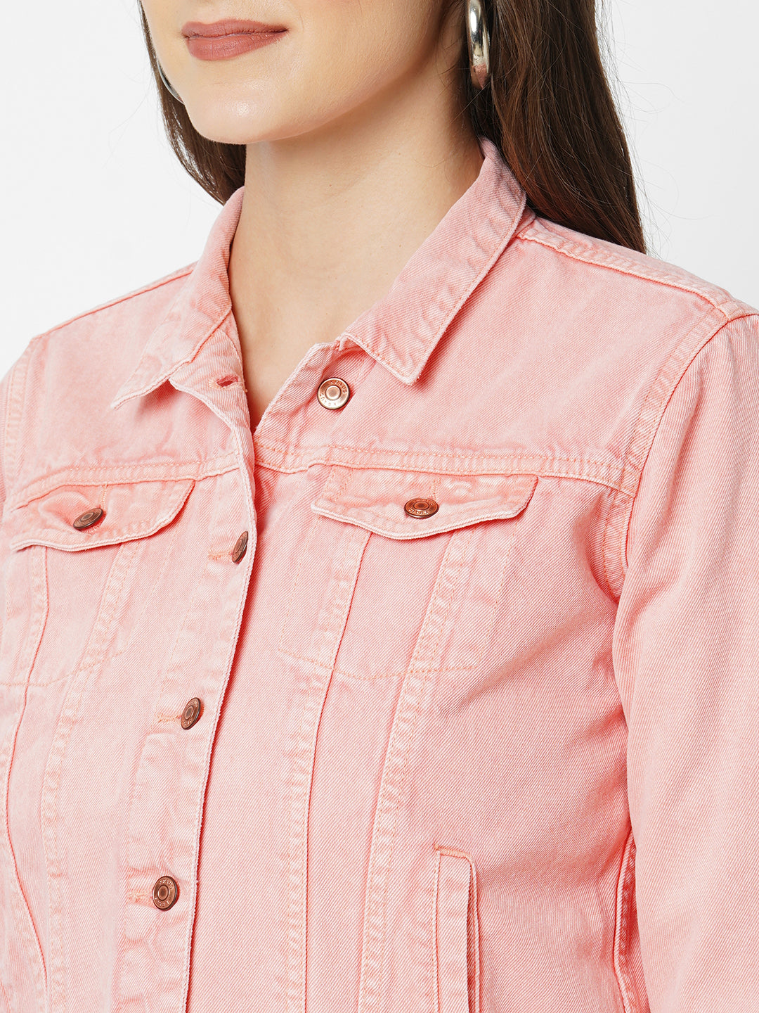 Women Blush Pink Slim Fit Jacket