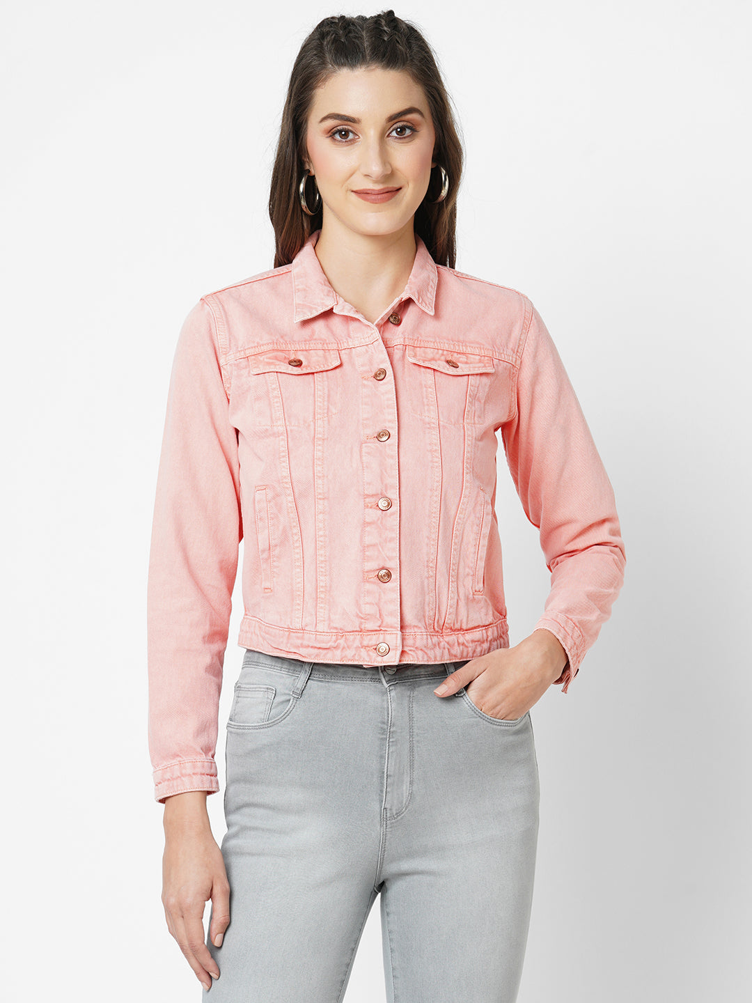 Women Blush Pink Slim Fit Jacket