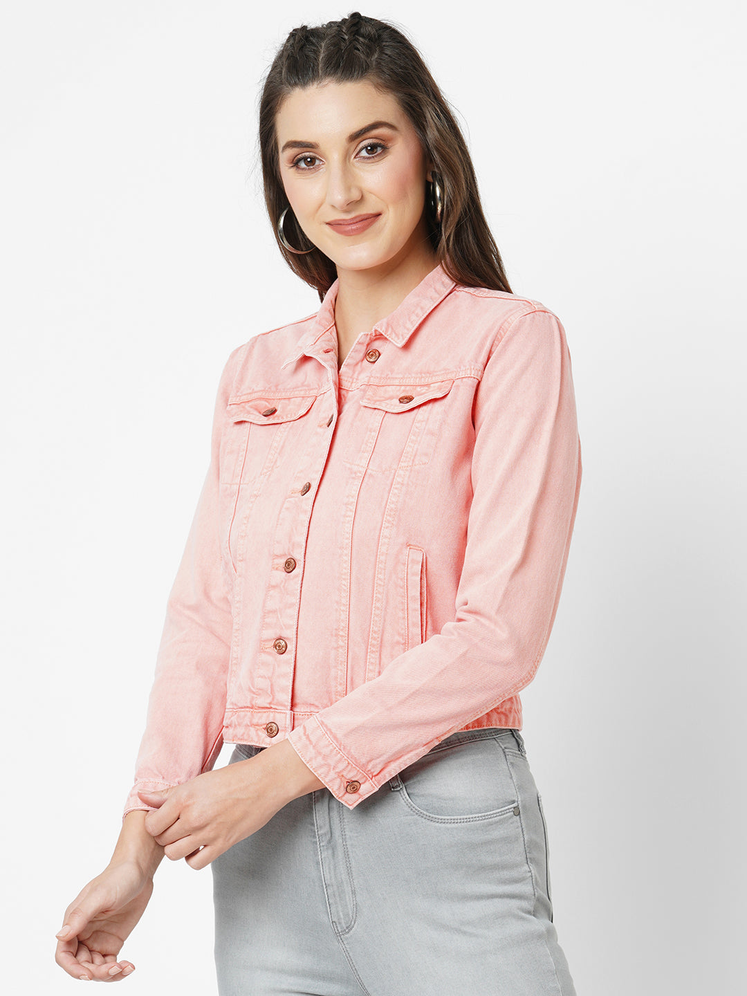 Women Blush Pink Slim Fit Jacket