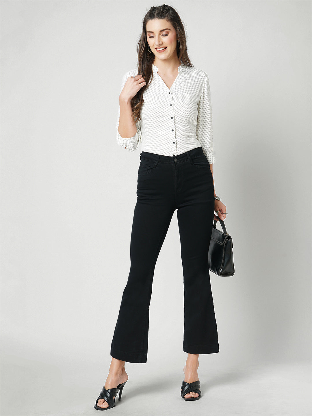 Women Black High-Rise Flare Jeans