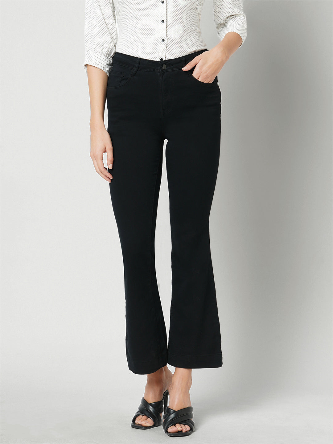 Women Black High-Rise Flare Jeans
