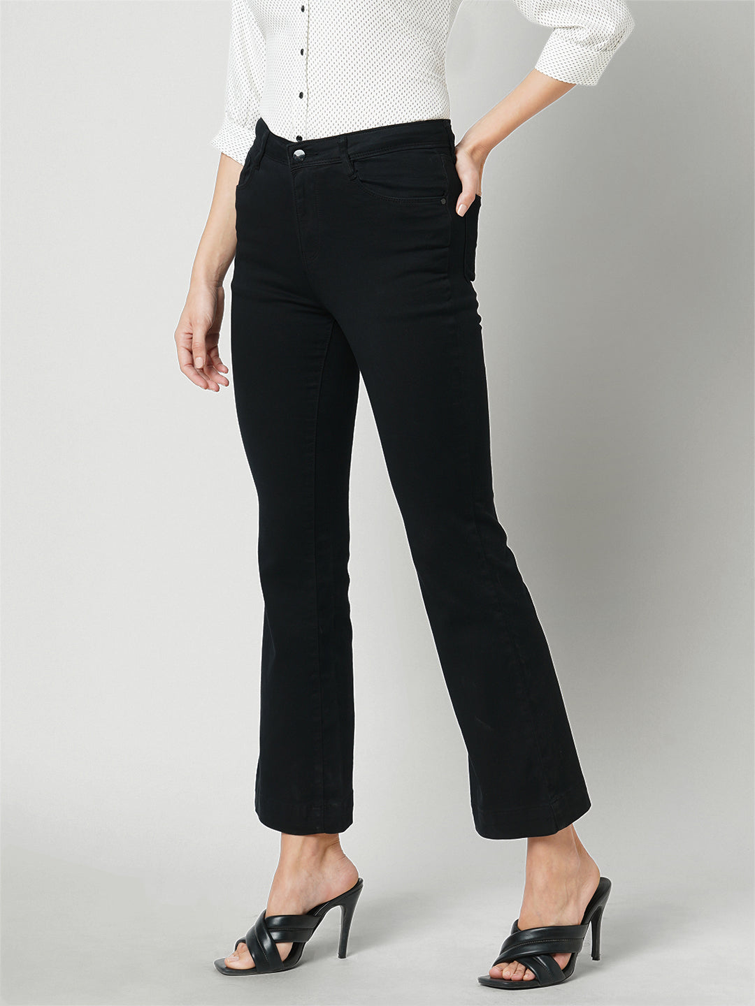 Women Black High-Rise Flare Jeans