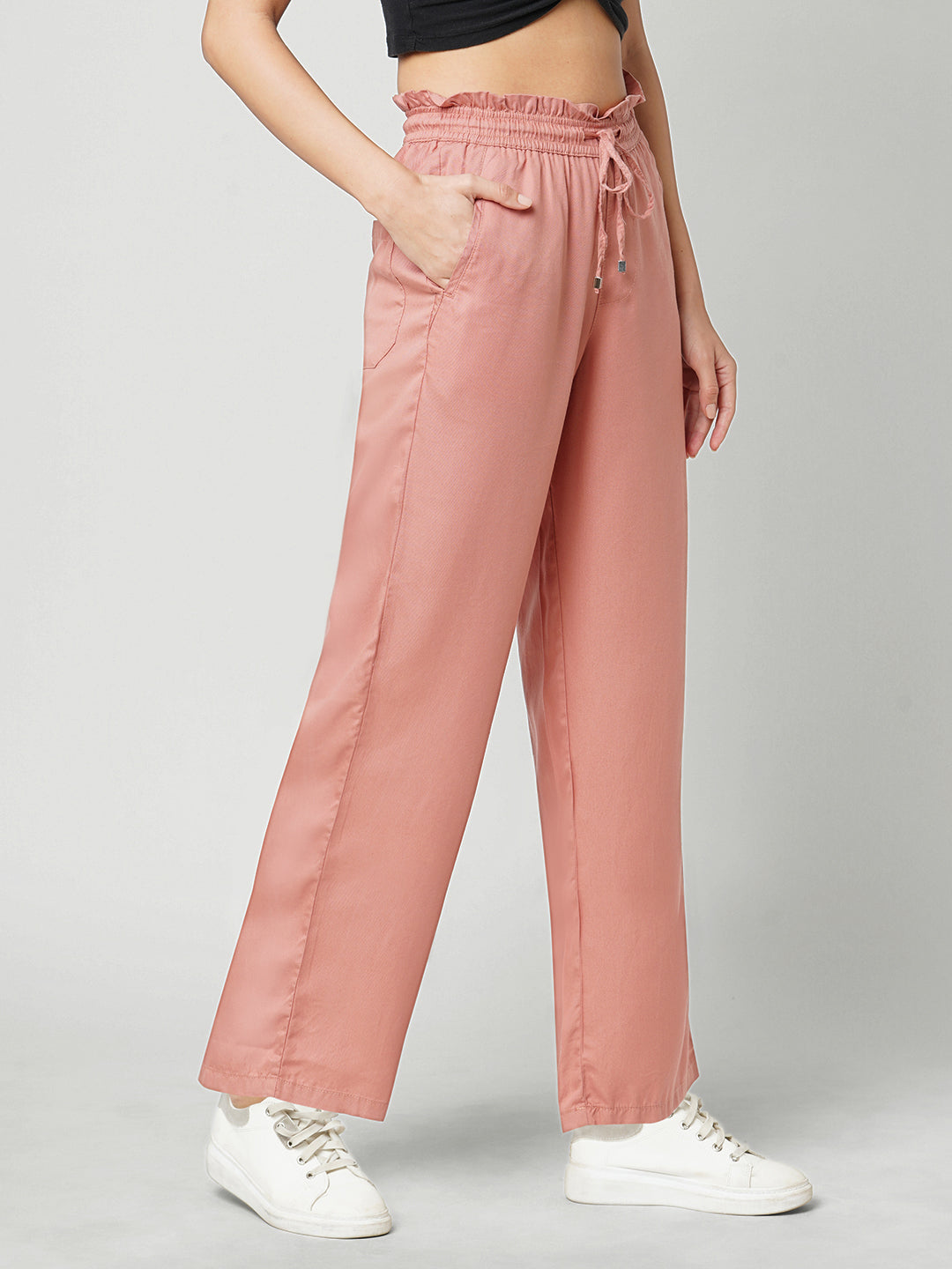 Women Blush Pink High-Rise Culottes