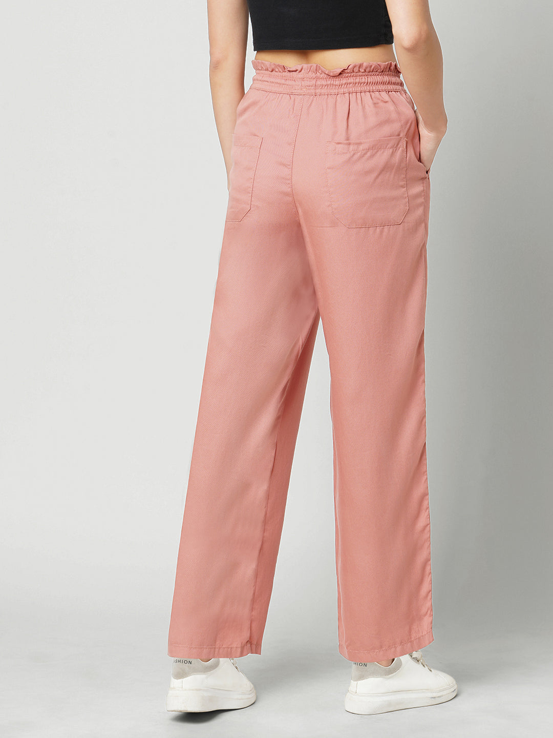 Women Blush Pink High-Rise Culottes