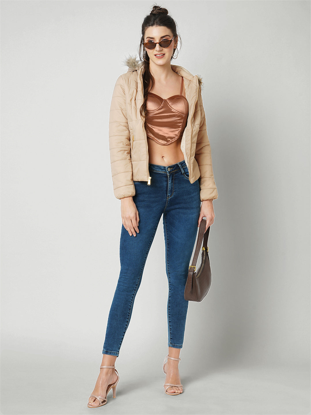 Women Beige Winter Jacket