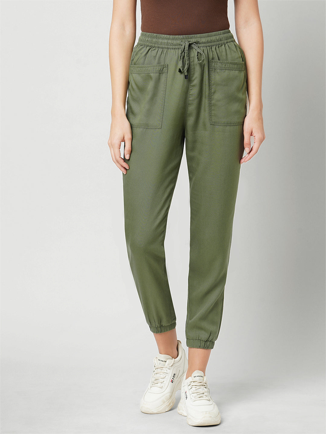 Women High-Rise Denim Joggers