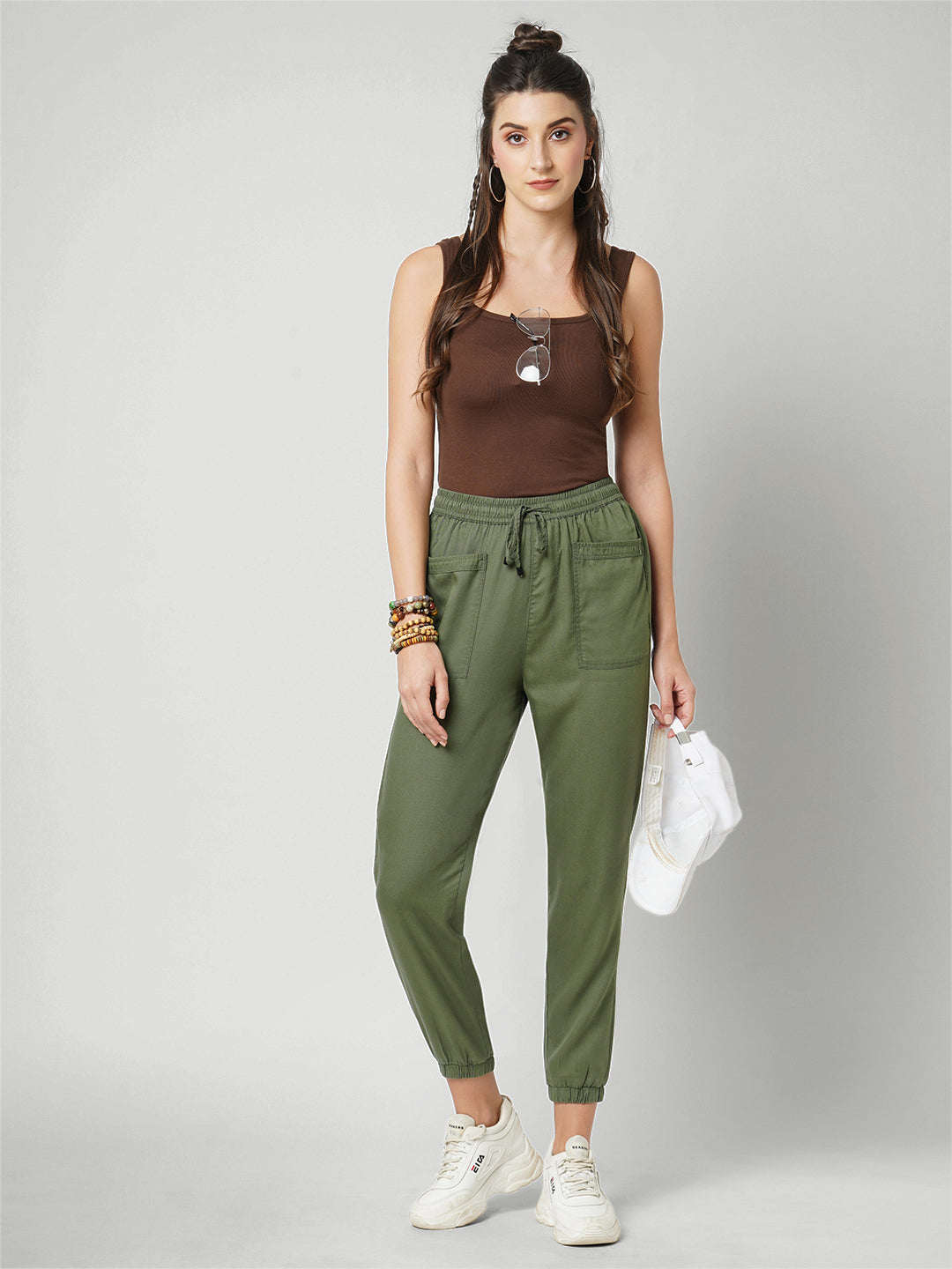 Women High-Rise Denim Joggers