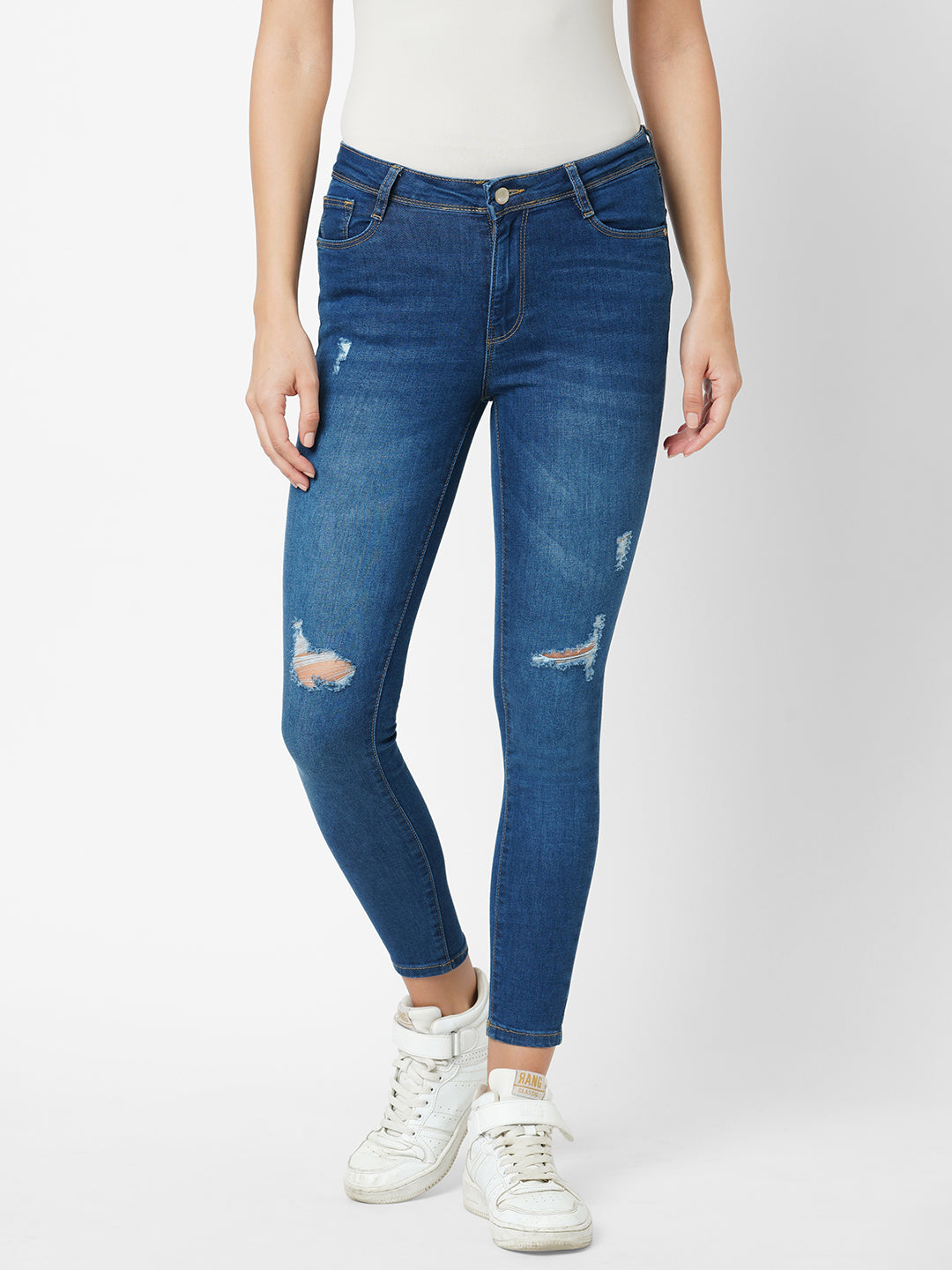 Women Dark Blue High-Rise Skinny Jeans