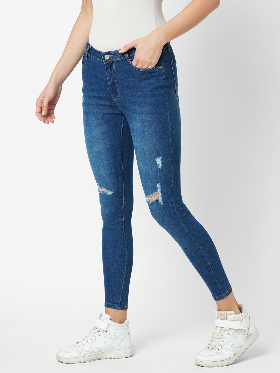 Women Dark Blue High-Rise Skinny Jeans