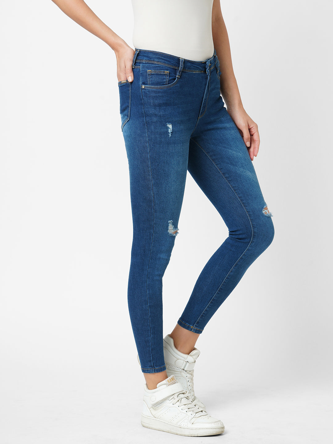 Women Dark Blue High-Rise Skinny Jeans