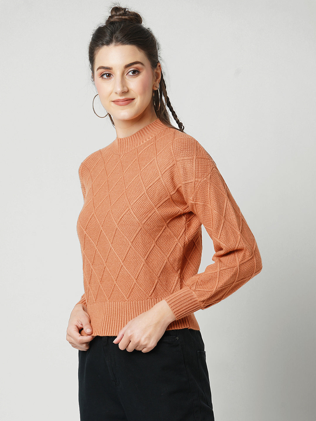 Women Rust Slim Sweater