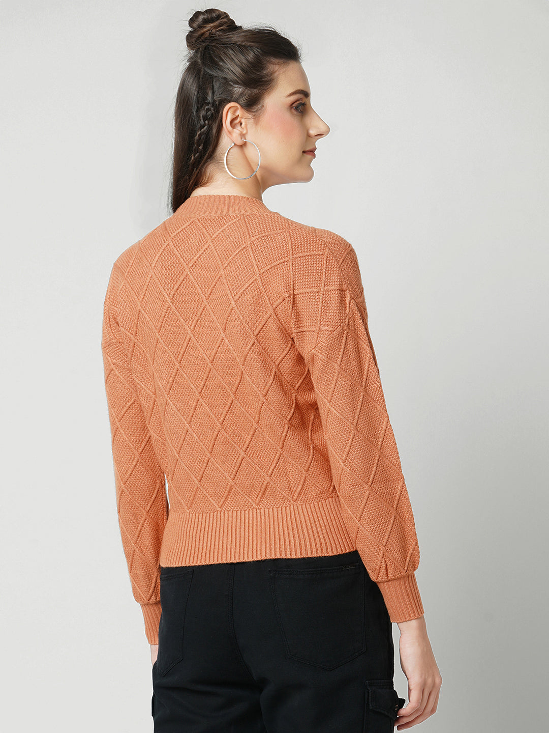 Women Rust Slim Sweater