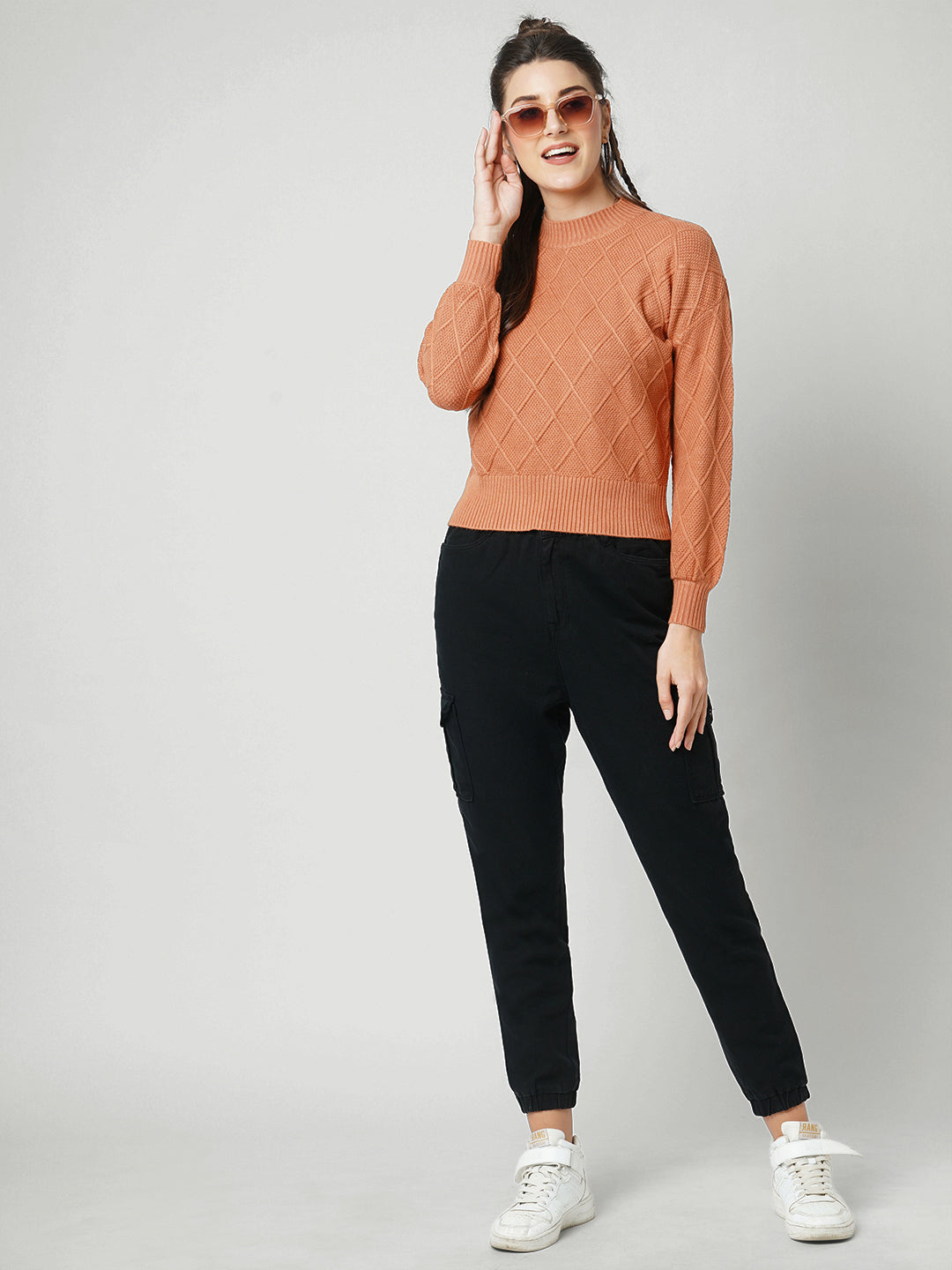 Women Rust Slim Sweater