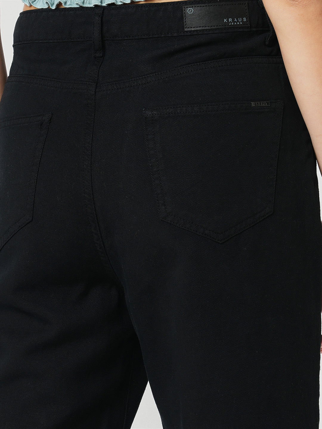 Women Black High-Rise Mom Fit Jeans