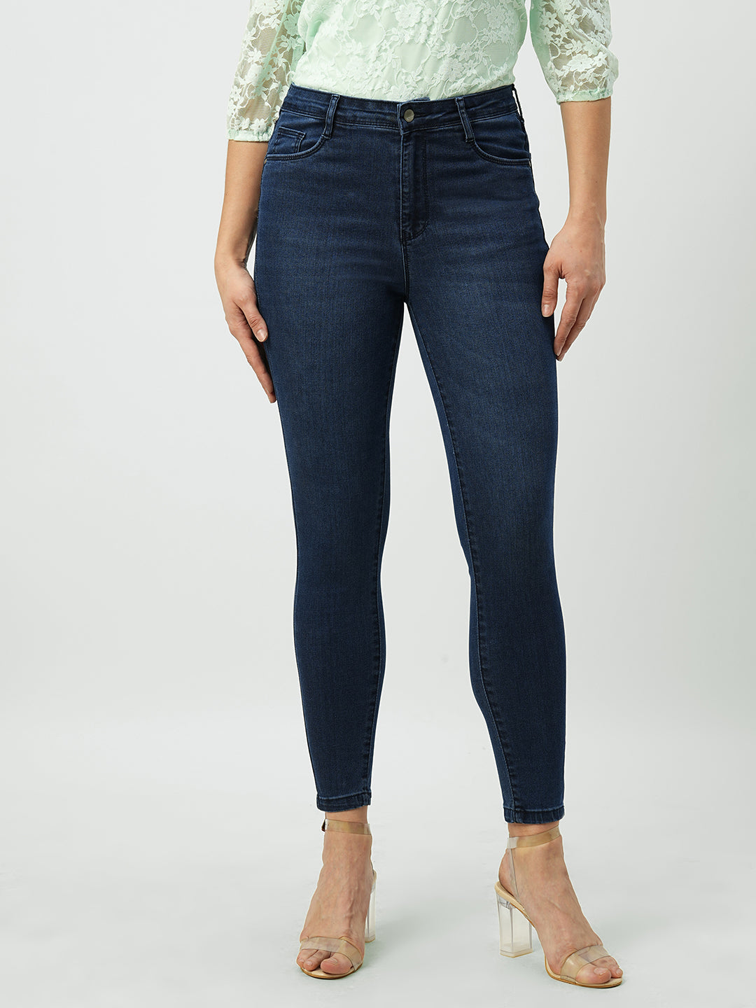 Women Dark Blue High-Rise Skinny Jeans