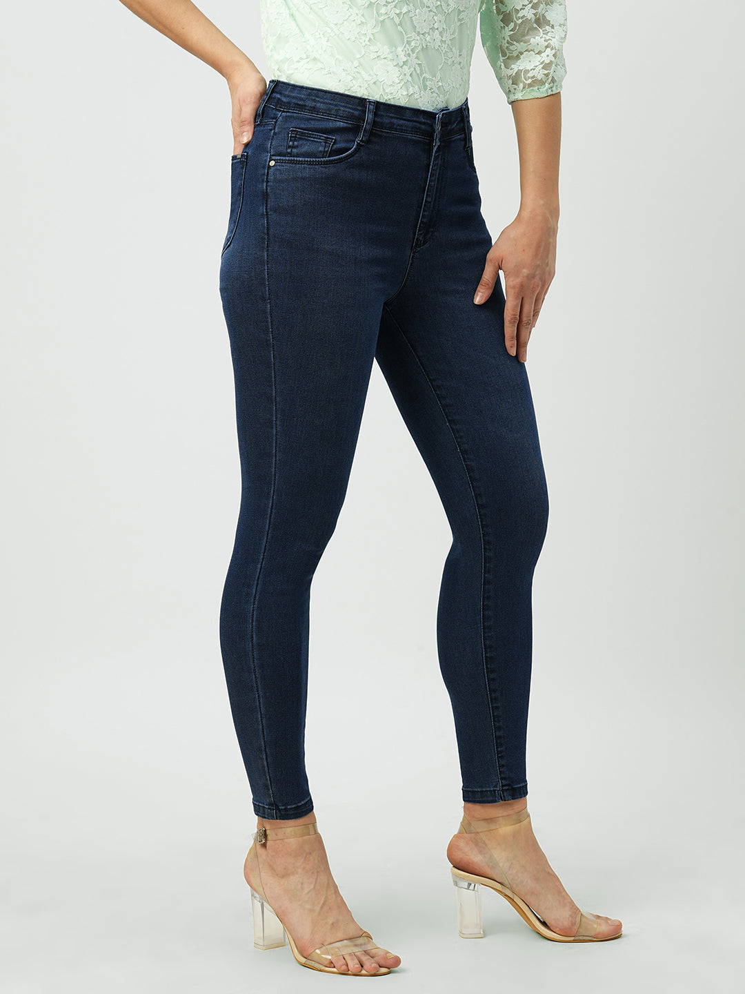 Women Dark Blue High-Rise Skinny Jeans