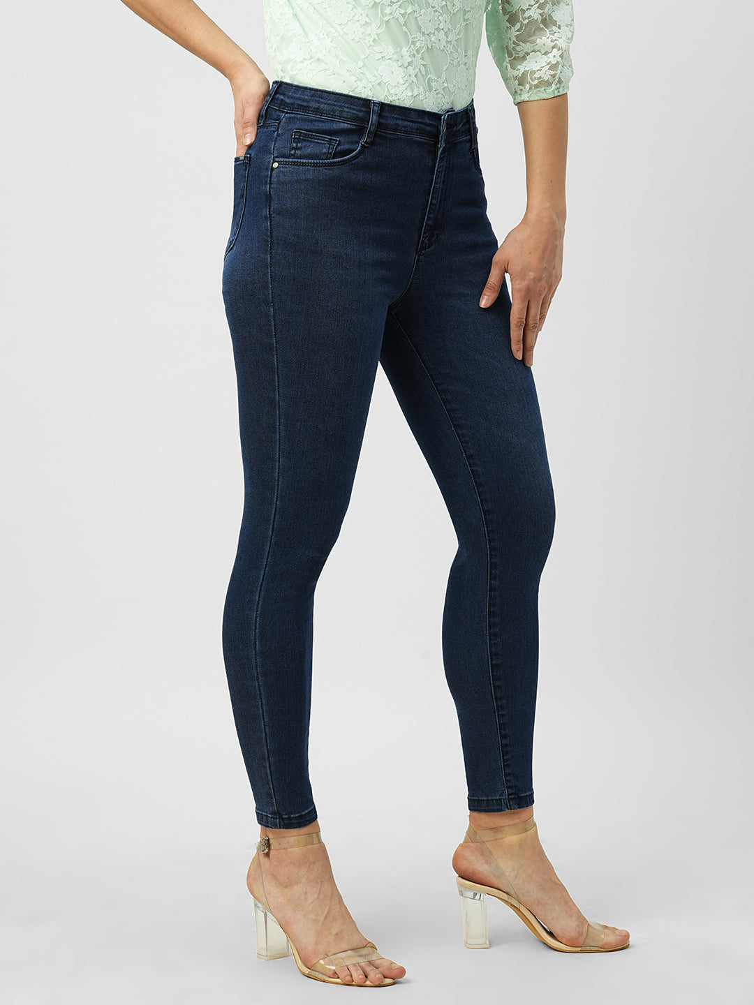 Women Dark Blue High-Rise Skinny Jeans