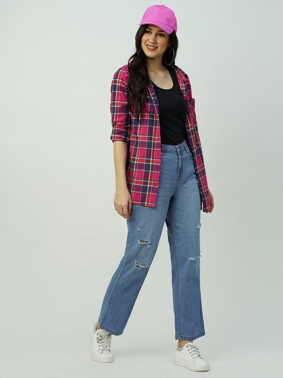 Women Blue High-Rise Loose Straight Jeans