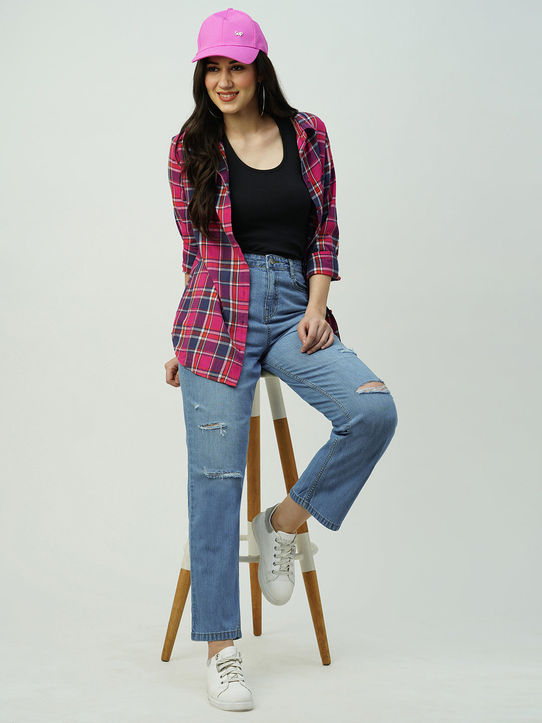 Women Blue High-Rise Loose Straight Jeans