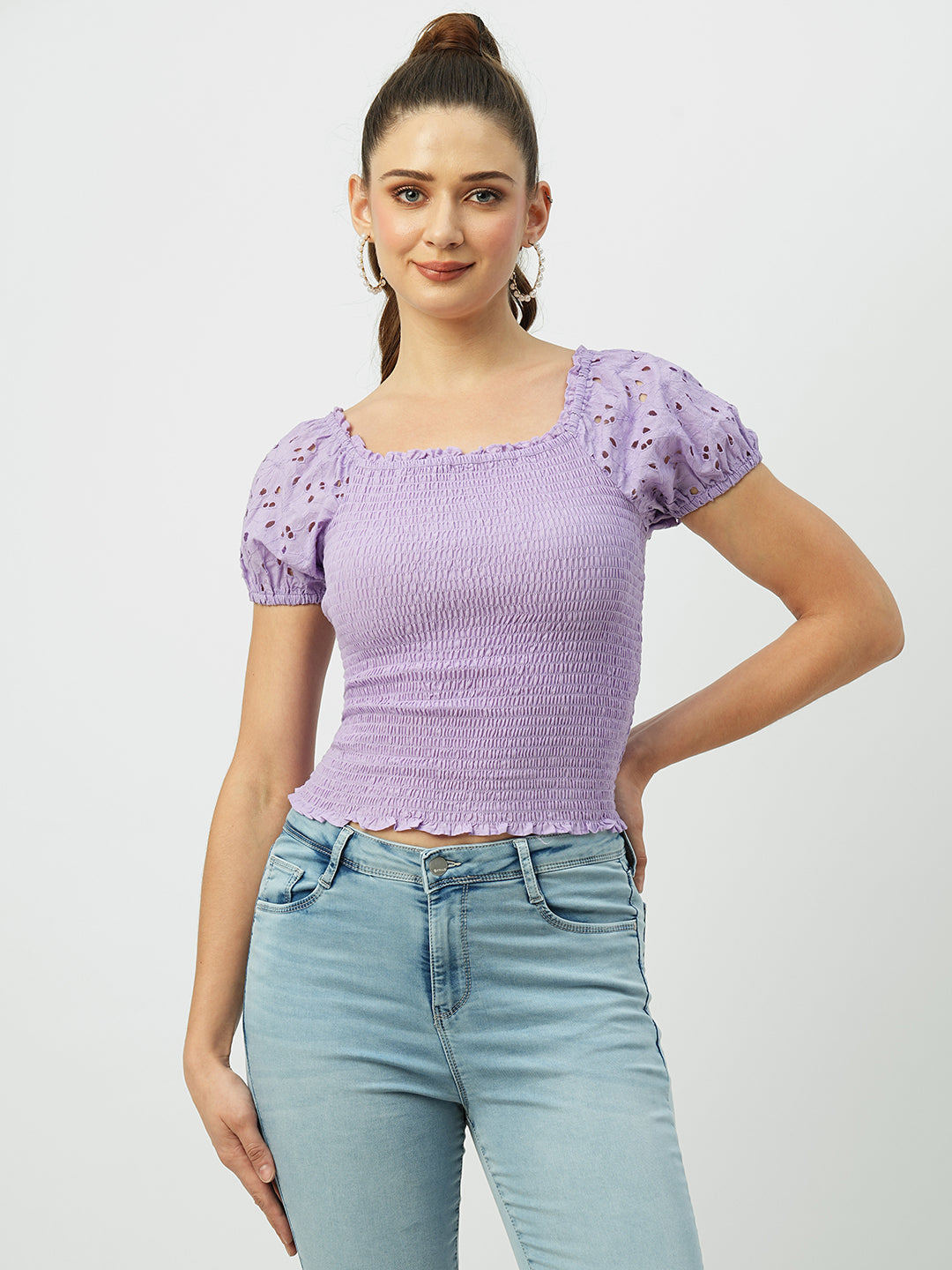 Women Lilac Crop Top