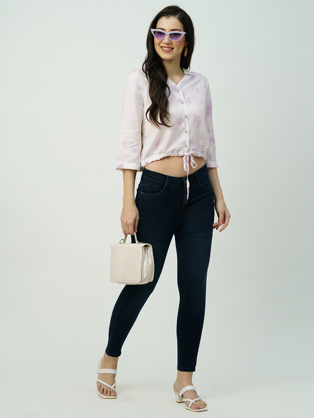 Women Lilac Tie & Dye Slim Shirt