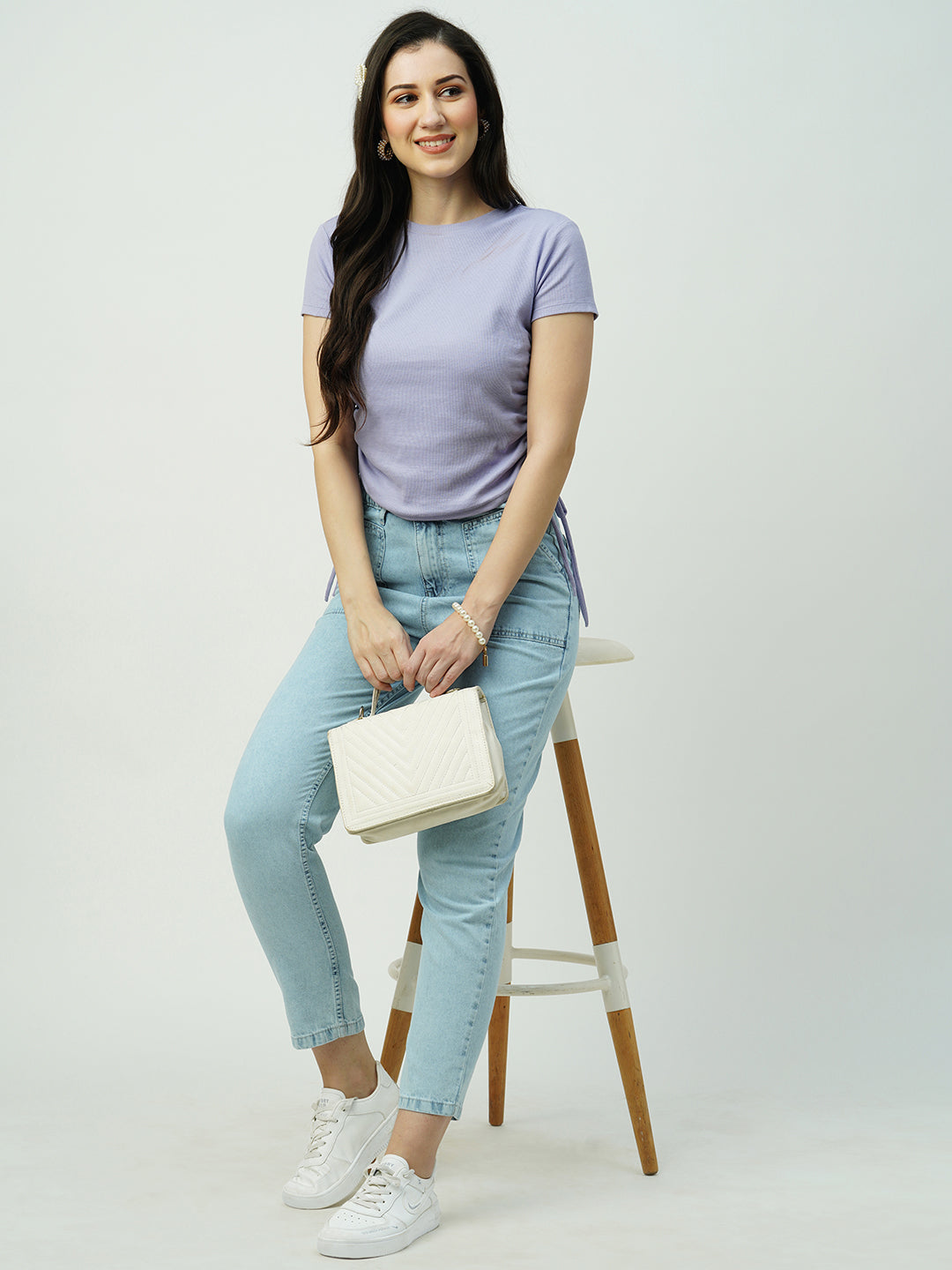 Women Light Blue High-Rise Baggy Fit Jeans