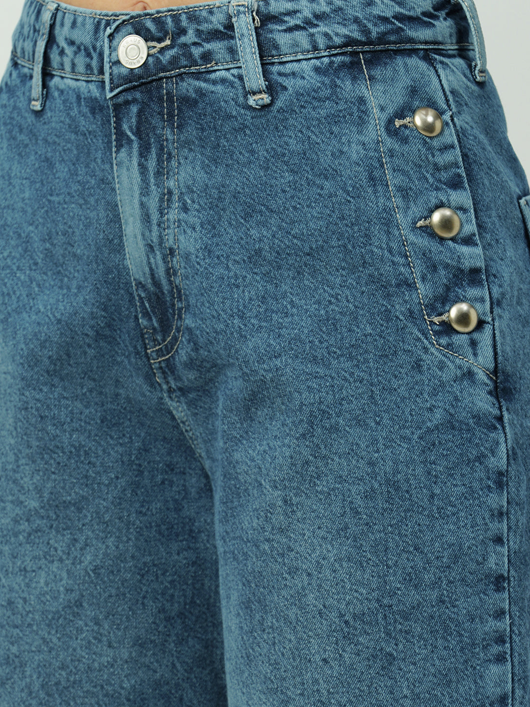 Women Blue High-Rise Wide Leg Jeans
