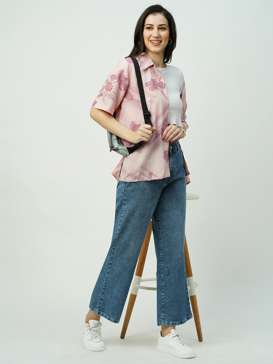 Women Blue High-Rise Wide Leg Jeans