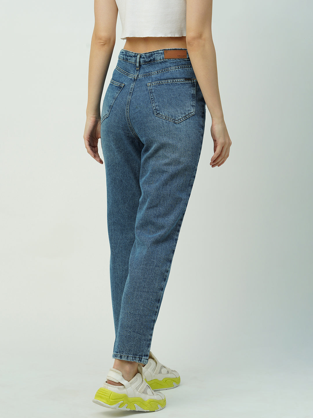Women Blue High-Rise Mom Fit Jeans