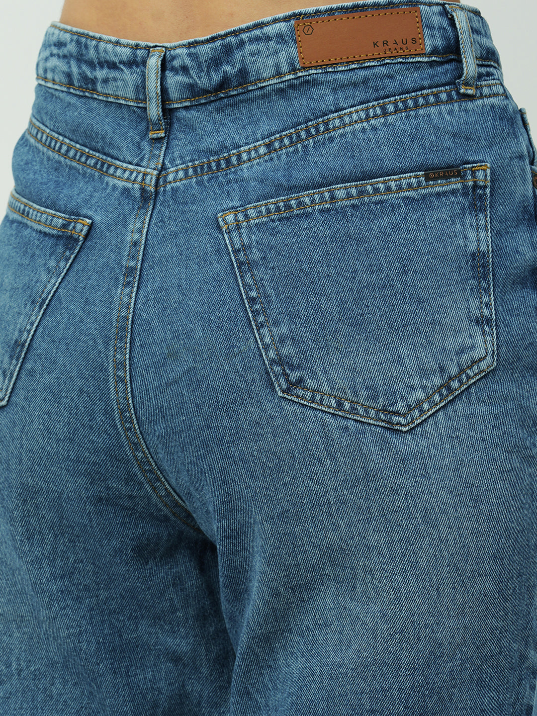 Women Blue High-Rise Mom Fit Jeans
