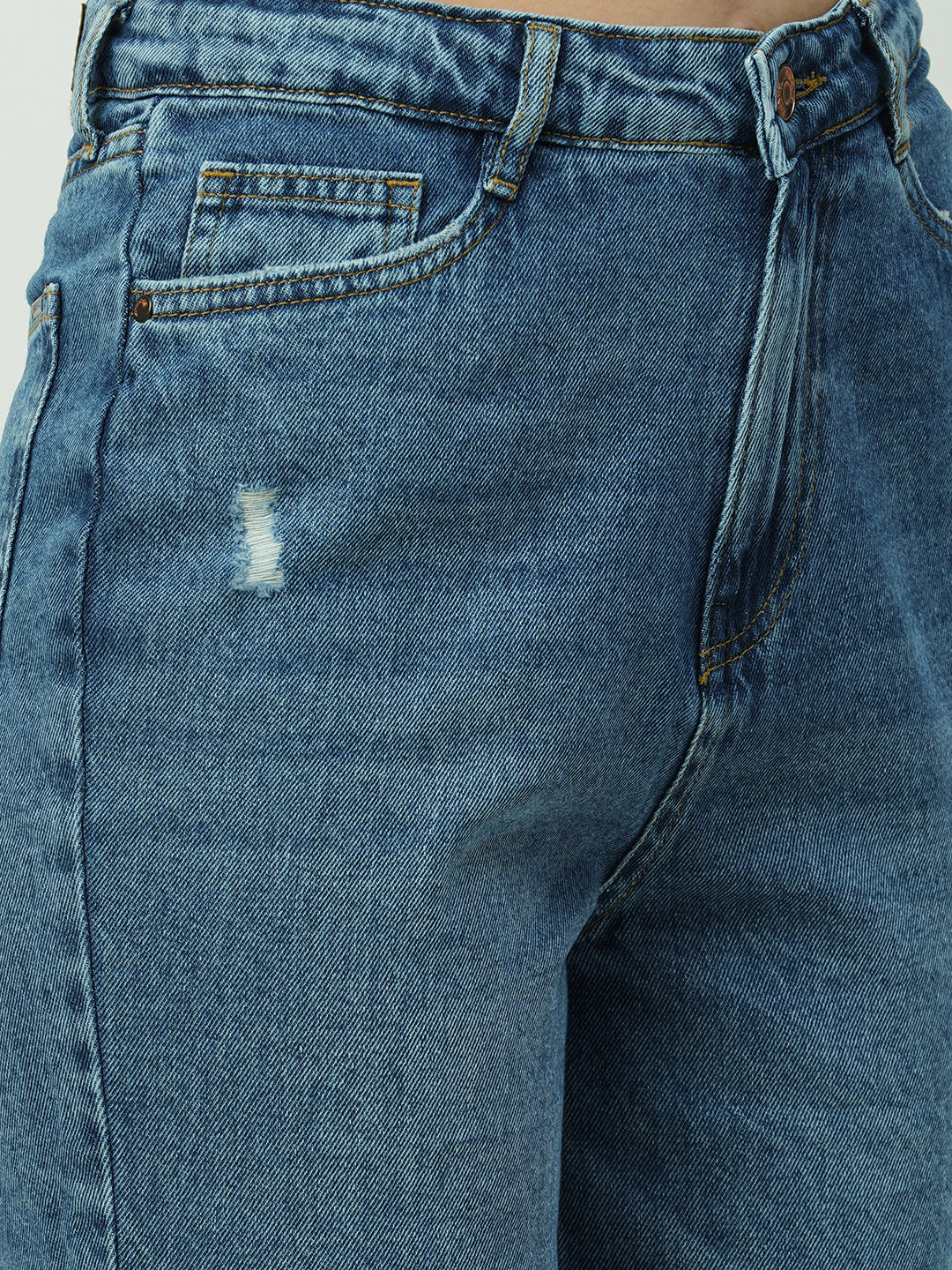 Women Blue High-Rise Mom Fit Jeans