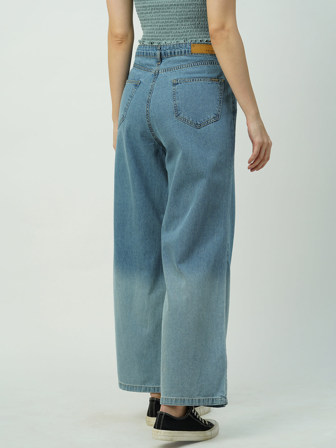 Women Light Blue High-Rise Super Wide Leg Jeans