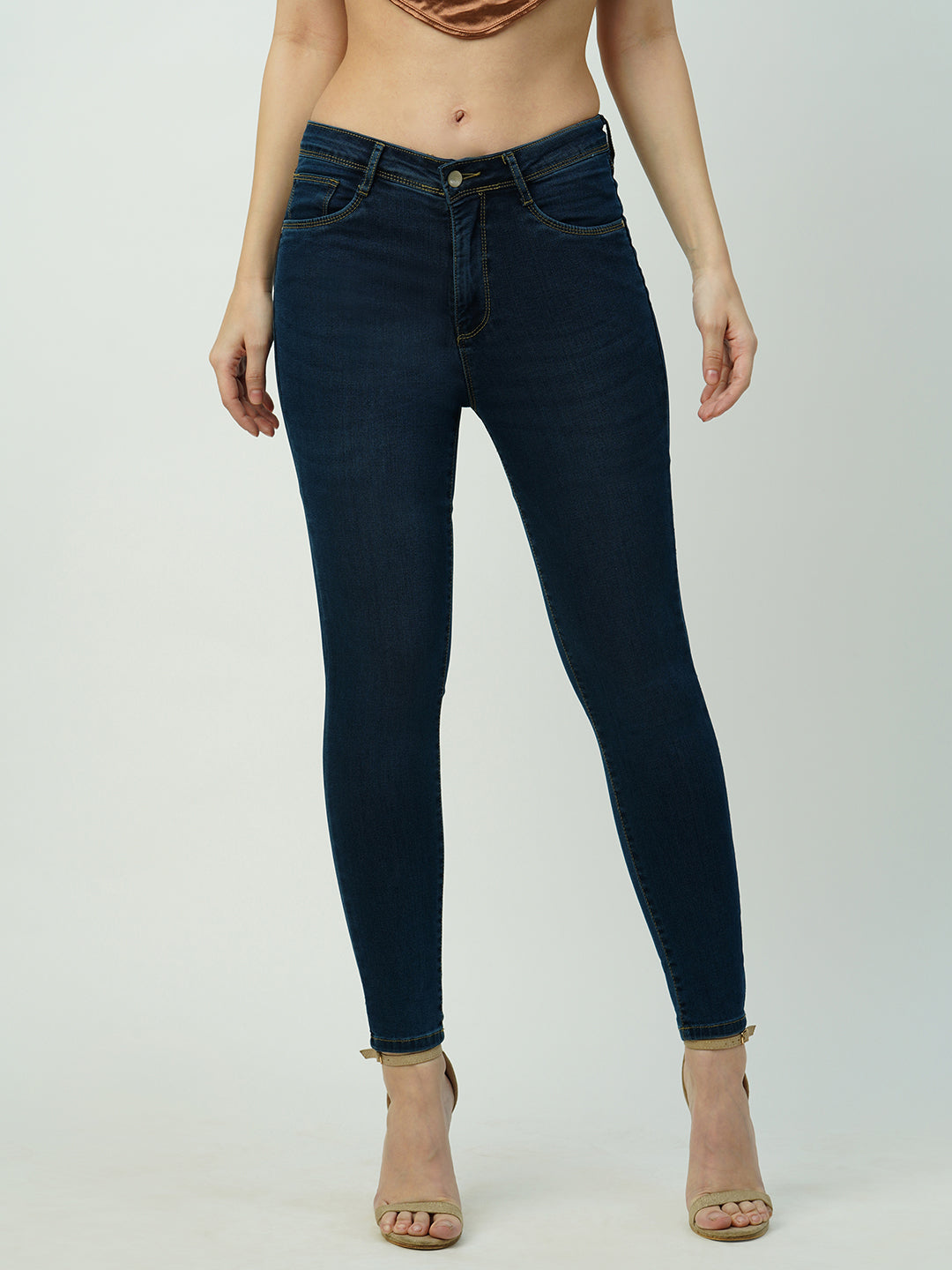 Women Dark Blue High-Rise Slimming Skinny Jeans