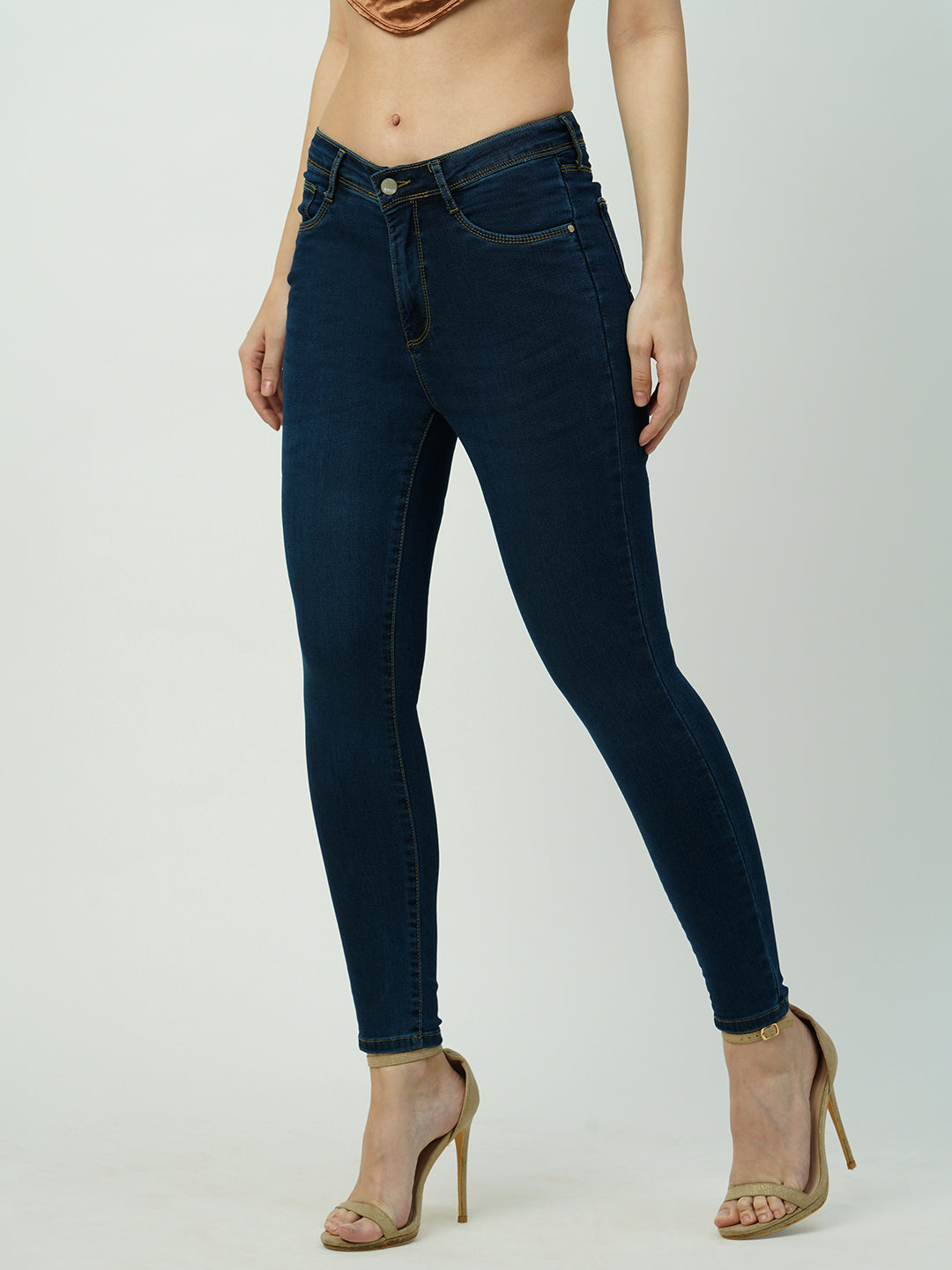 Women Dark Blue High-Rise Slimming Skinny Jeans
