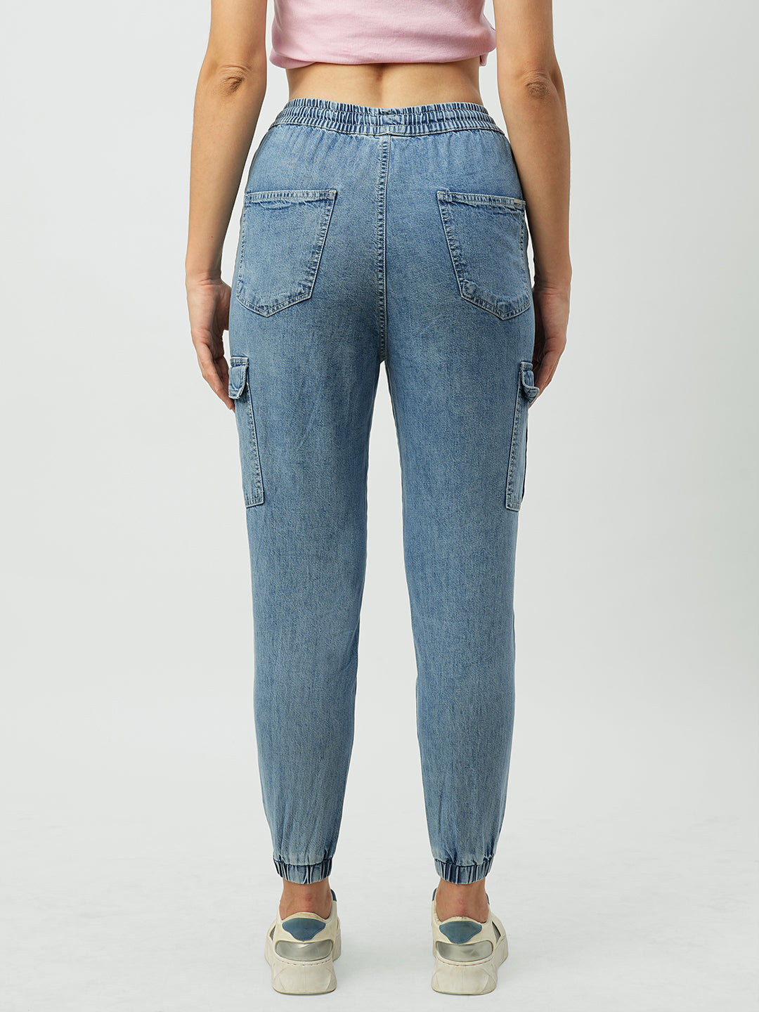 Women Blue Mid-Rise Skinny Cargo