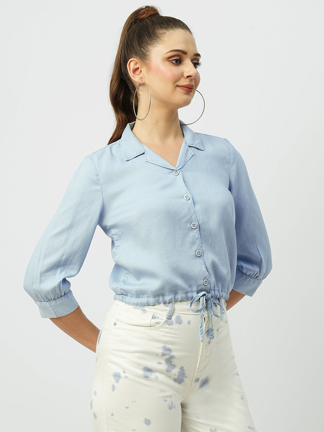 Women Light Blue Slim Shirt