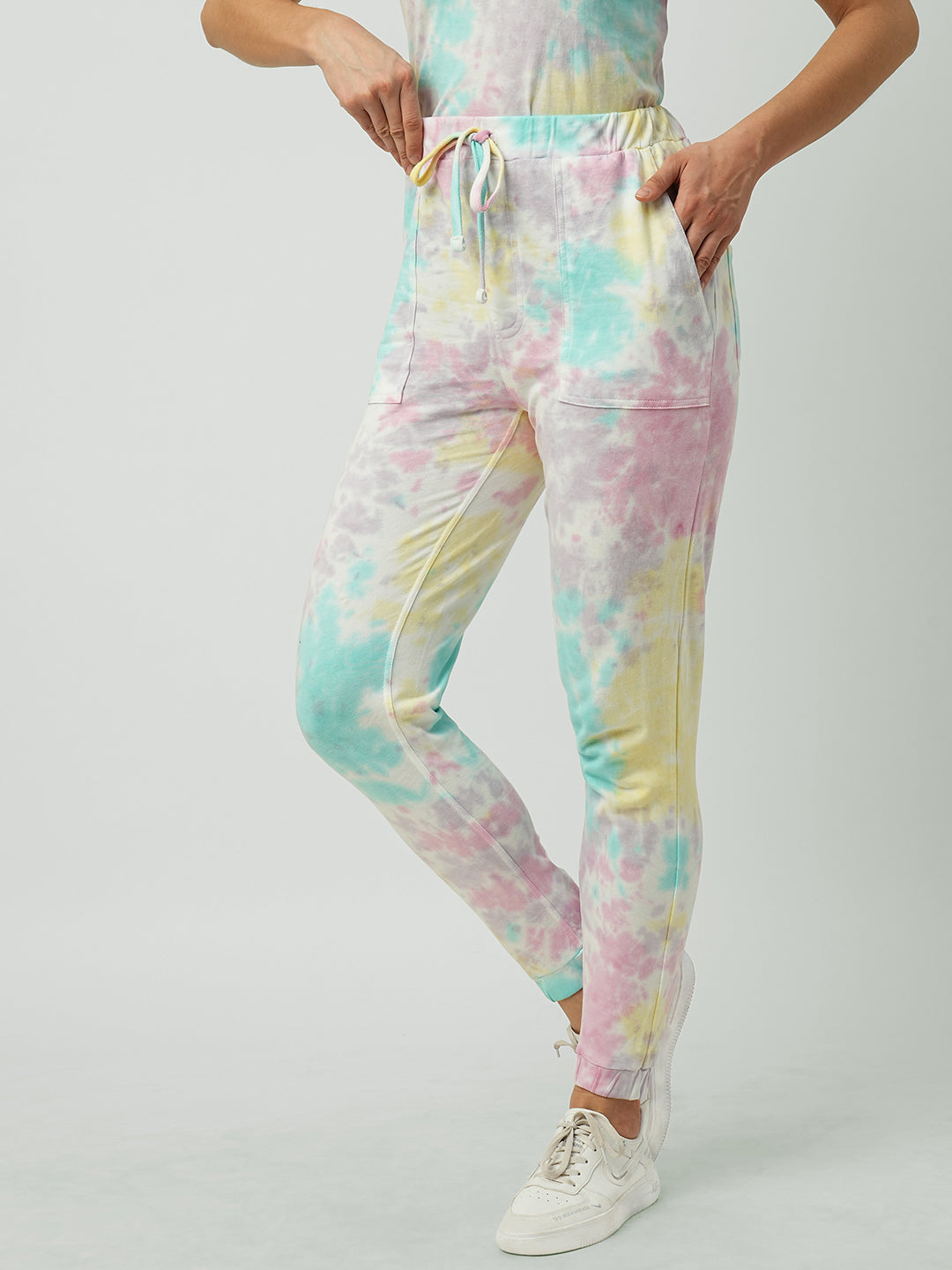 Women Multicolor Tie & Dye High-Rise Joggers