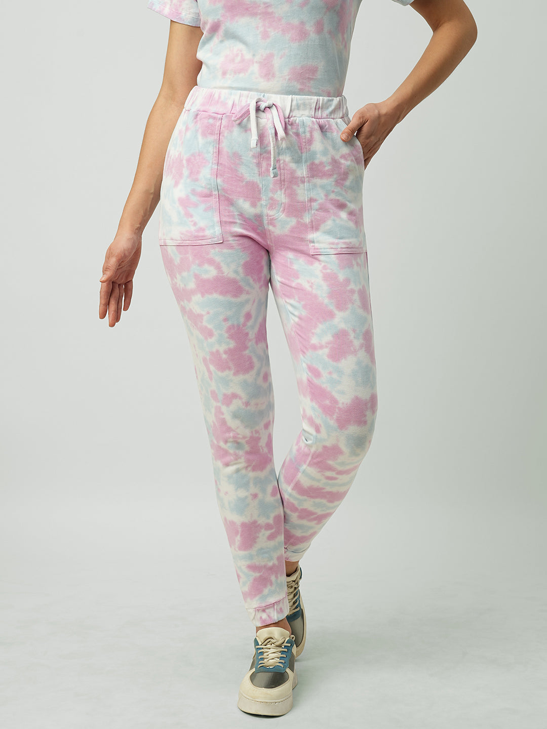 Women Multicolor Tie & Dye High-Rise Joggers