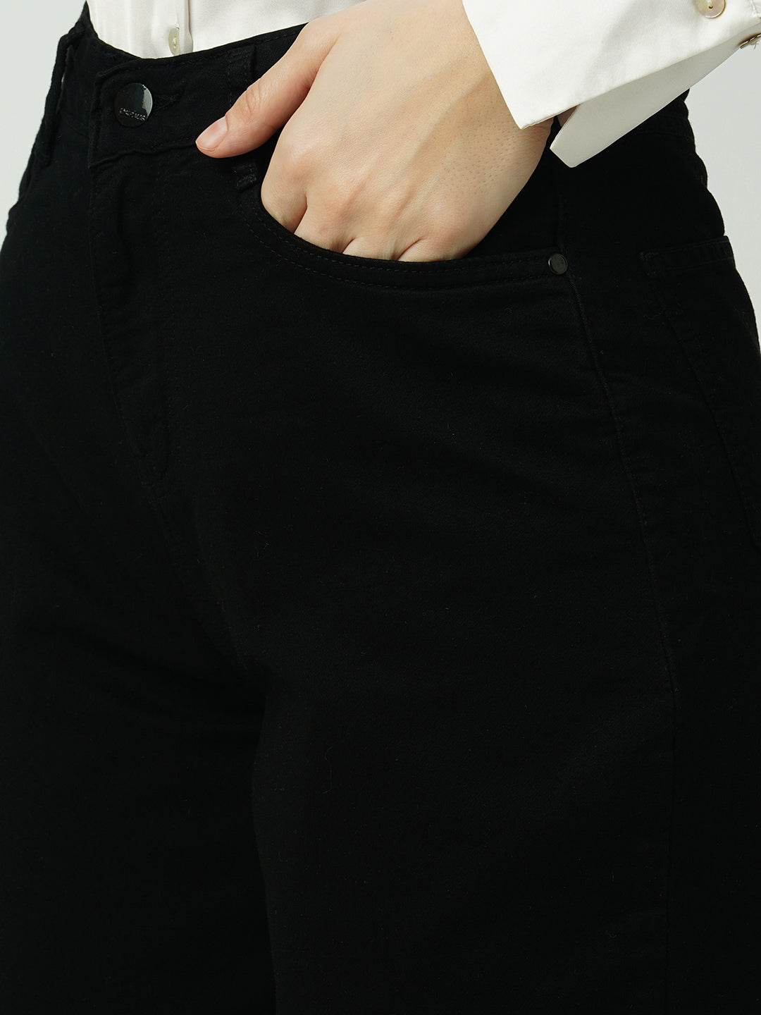 Women Black High-Rise Wide Leg Jeans
