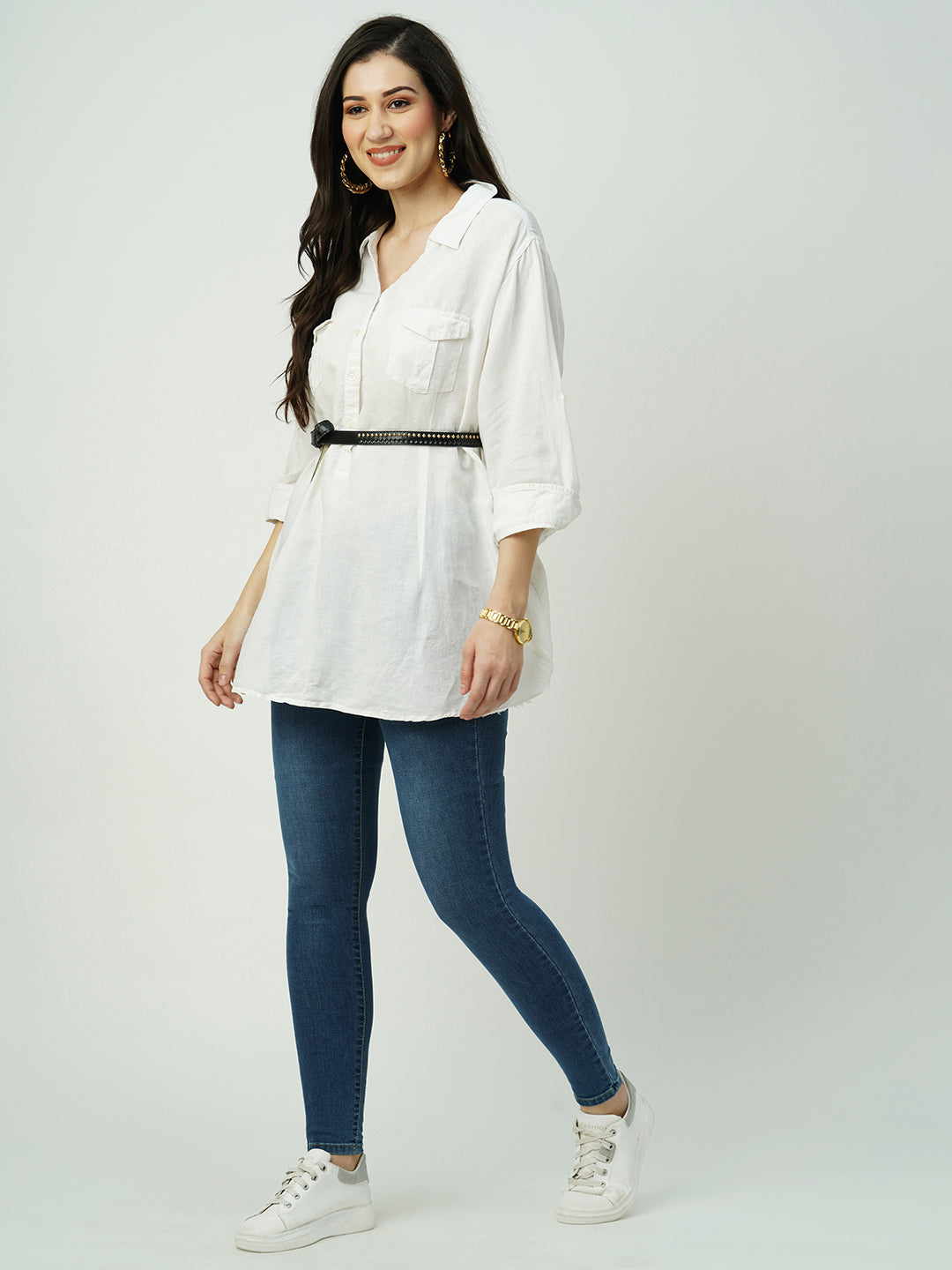 Women High-Rise Mini Flare Jeans