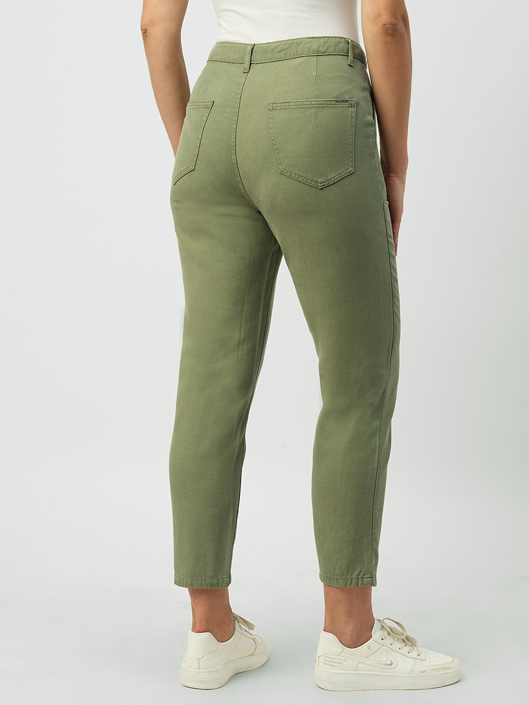 Women Olive High-Rise Loose Straight Jeans