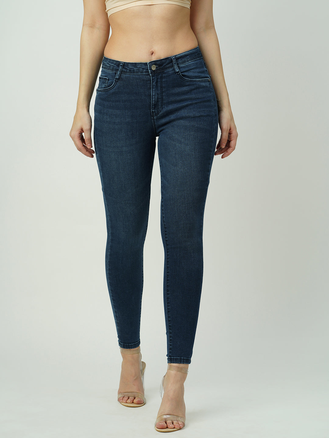 Women Dark Blue High-Rise Skinny Jeans