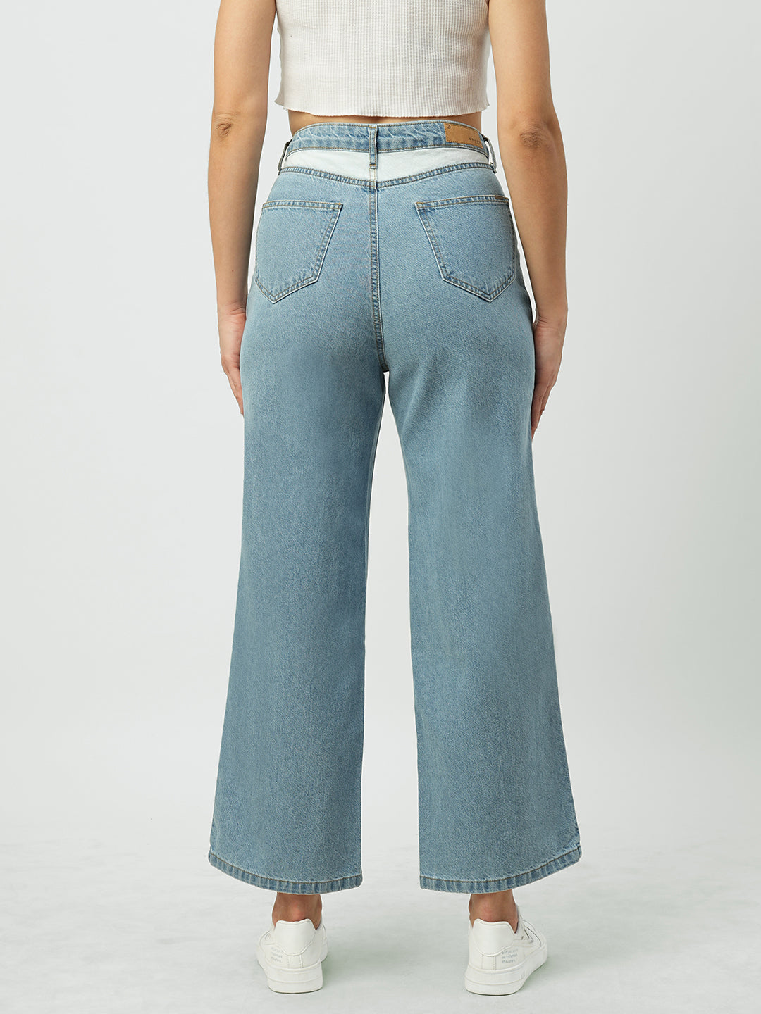 Women Light Blue High-Rise Wide Leg Jeans